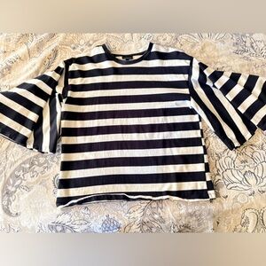 Who What Wear Black and White Striped Top